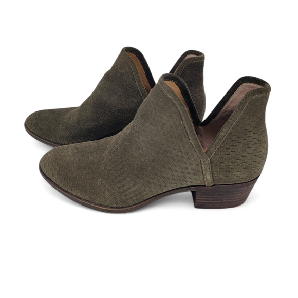 Lucky Brand Baley‎ Women's Ankle Booties Olive Suede Size 8.5 M Low Heel Western - Picture 3 of 7